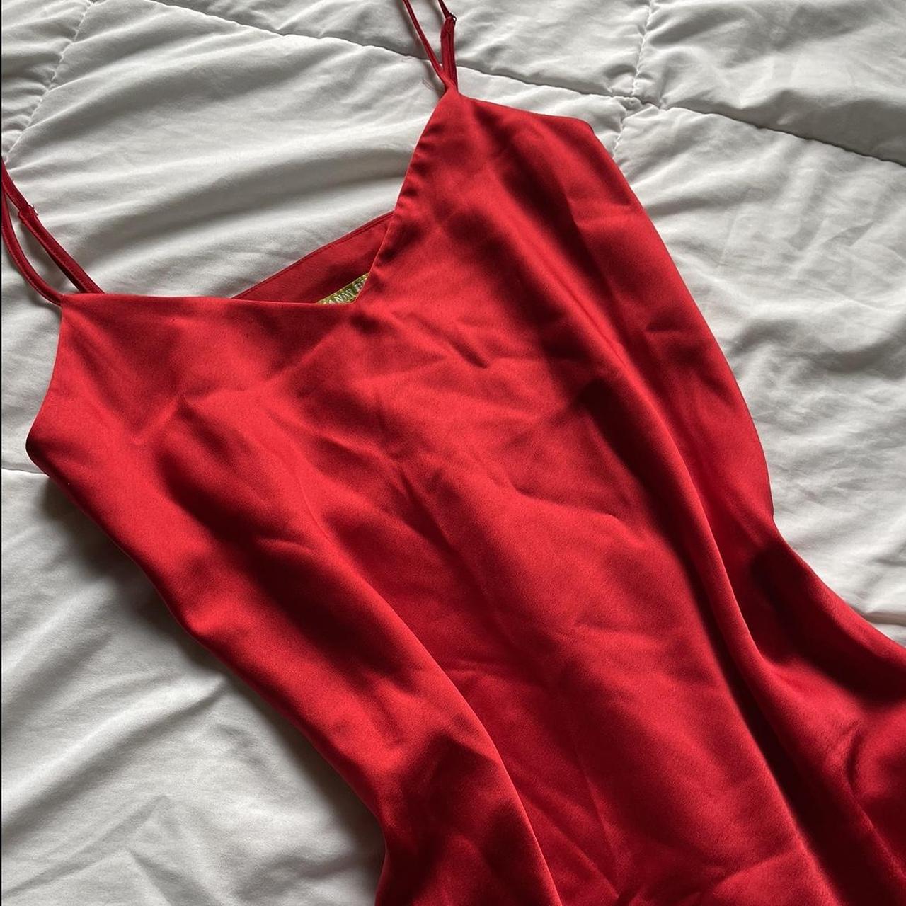 red gianni bini long slip dress -offers... - Depop