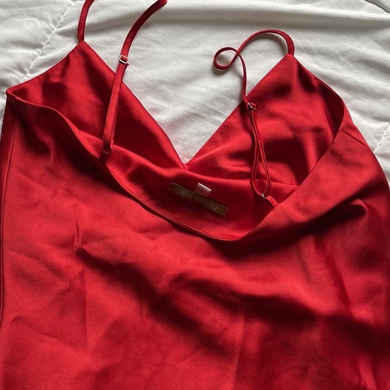 red gianni bini long slip dress -offers... - Depop