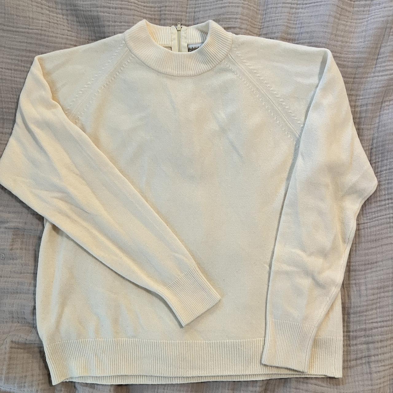 Pale yellow cold water creek mock neck sweater - Depop