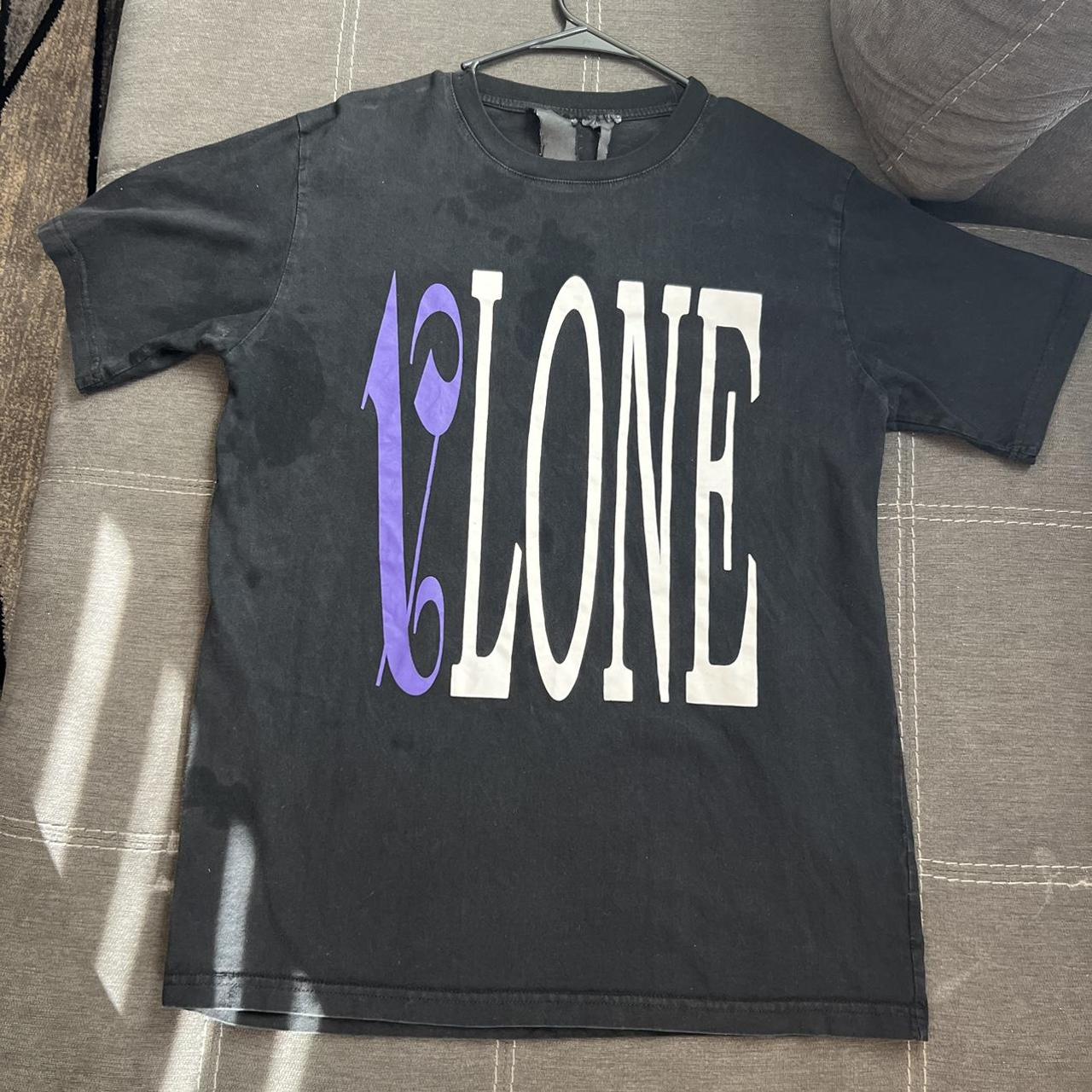 Vlone Men's Black and Purple T-shirt | Depop