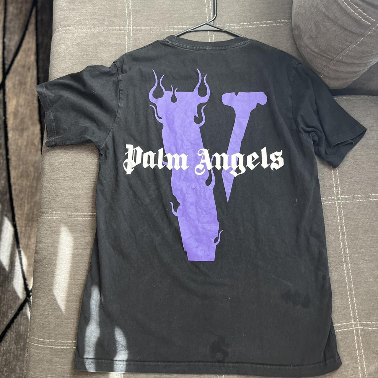 Vlone Men's Black and Purple Tshirt Depop