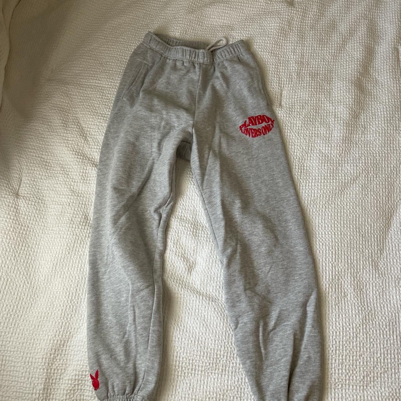 Playboy Women's Grey Joggers-tracksuits | Depop