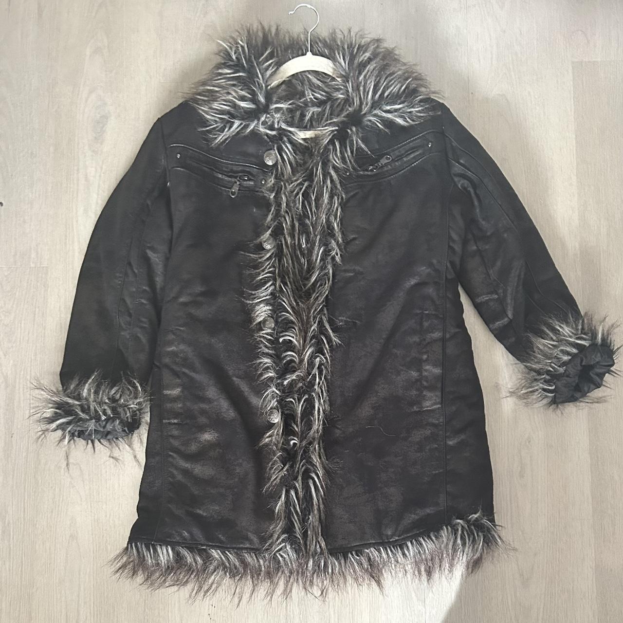 in the attic brand grey fur coat from japan listed | Depop