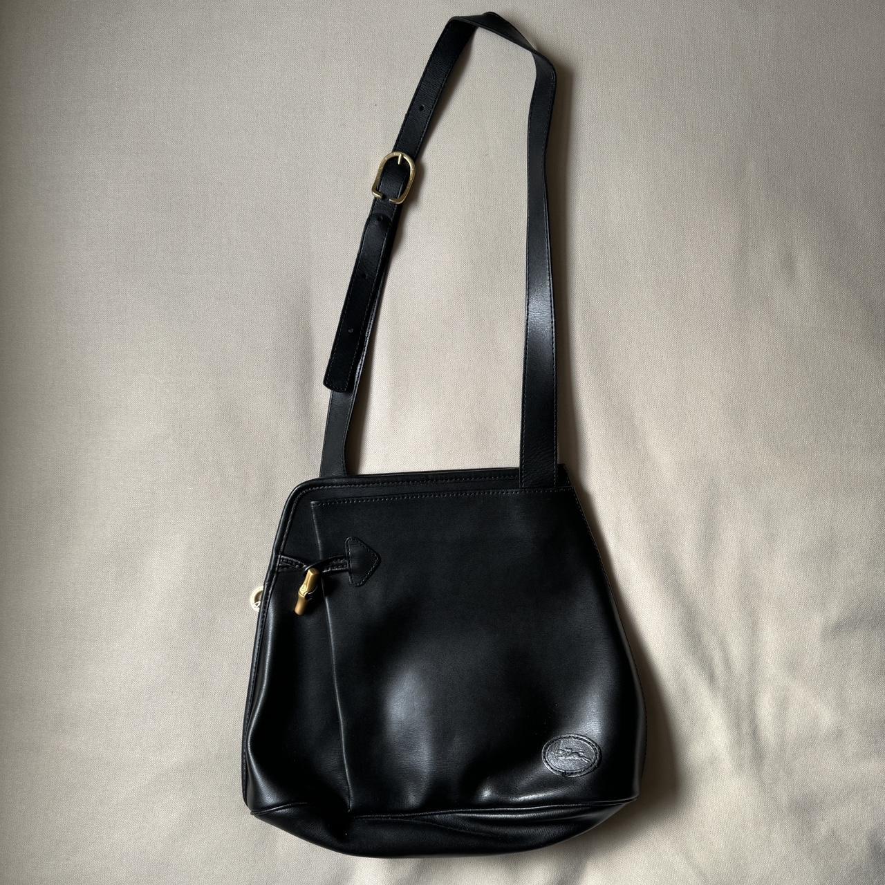 Vintage LongChamp bag Roseau Vintage Black Leather... - Depop