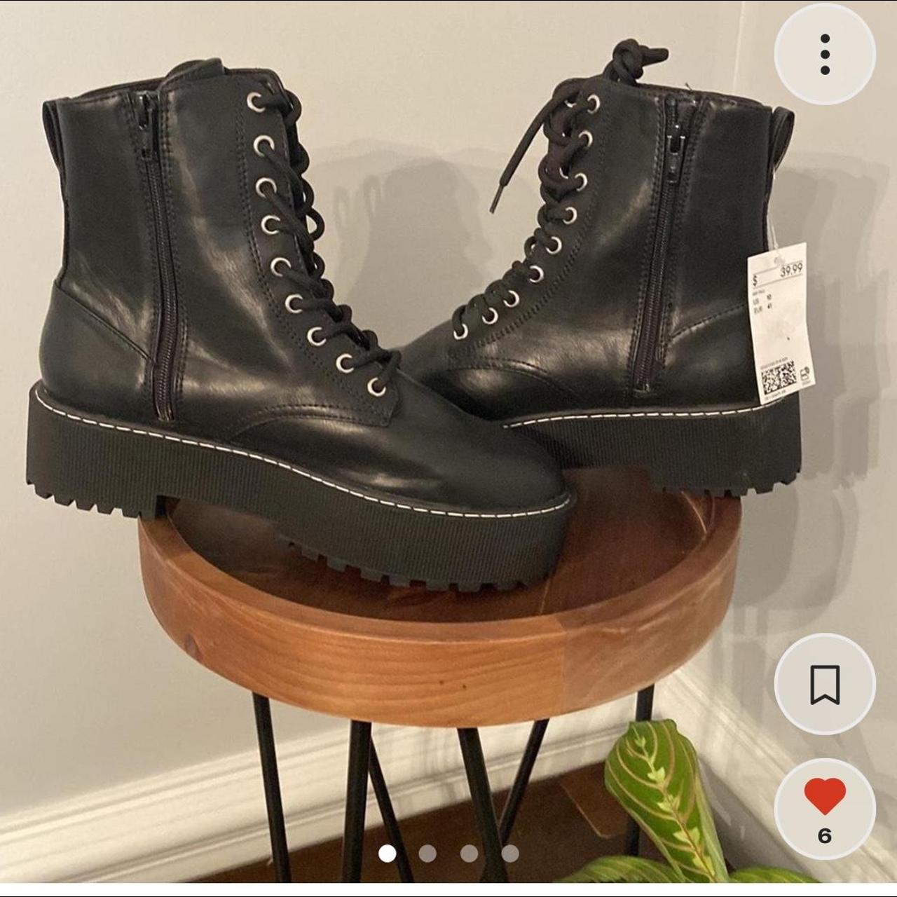 NWT H&M Black Combat Boots Size 10 I took the tag off - Depop