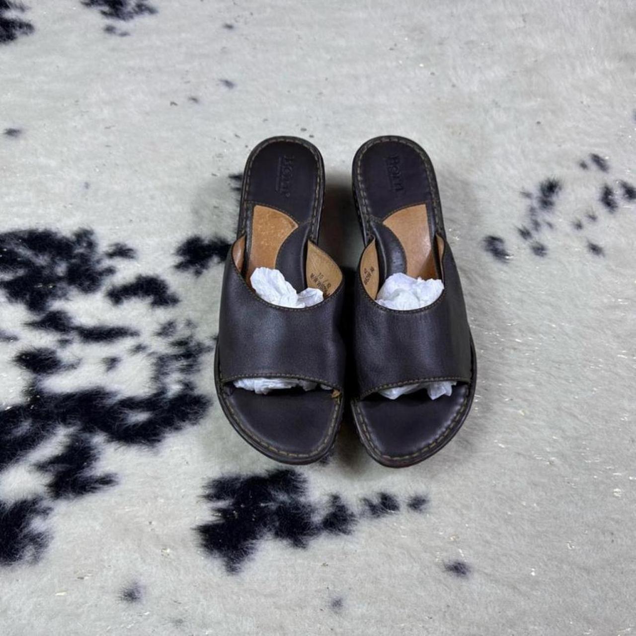 Born Leather Slip On Platform Sandals From Born, In - Depop