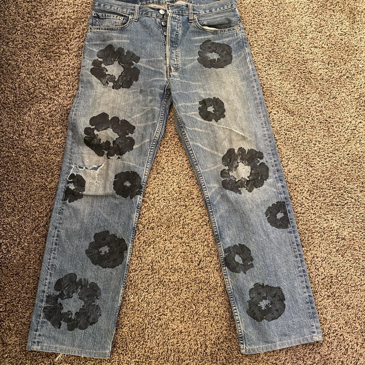 Custom denim tears jeans Size 34/34 Need gone asap - Depop