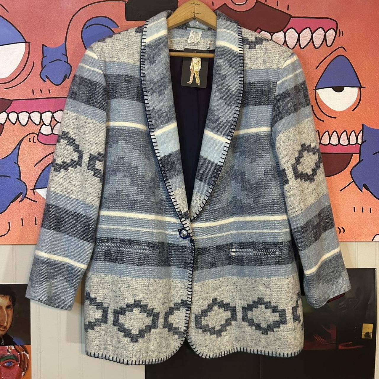 Navy Aztec Blazer Womens David Paul Vintage Womens Aztec Southwest