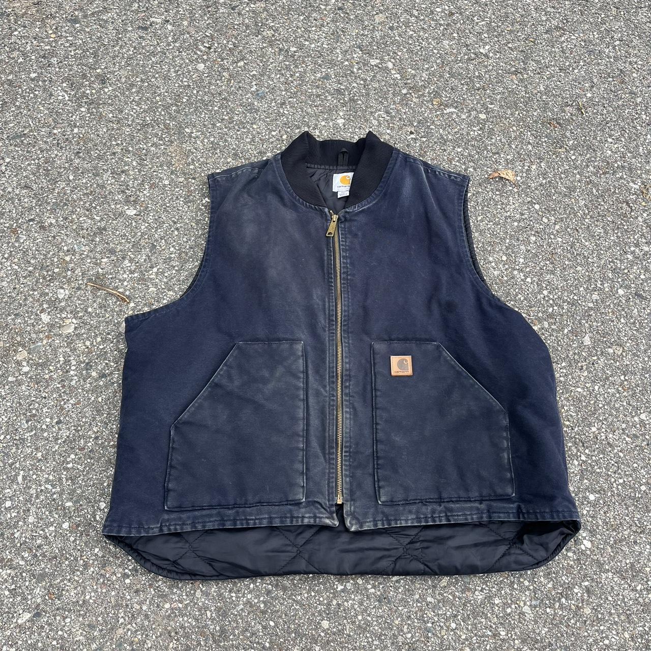 Vintage 90s carhartt navy vest Nice essential Size... - Depop