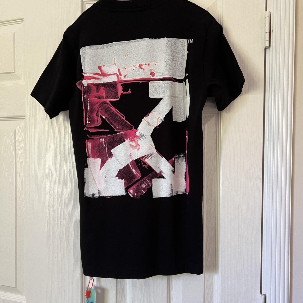 Off White Pink Acrylic Arrow Slim Tee Shirt is