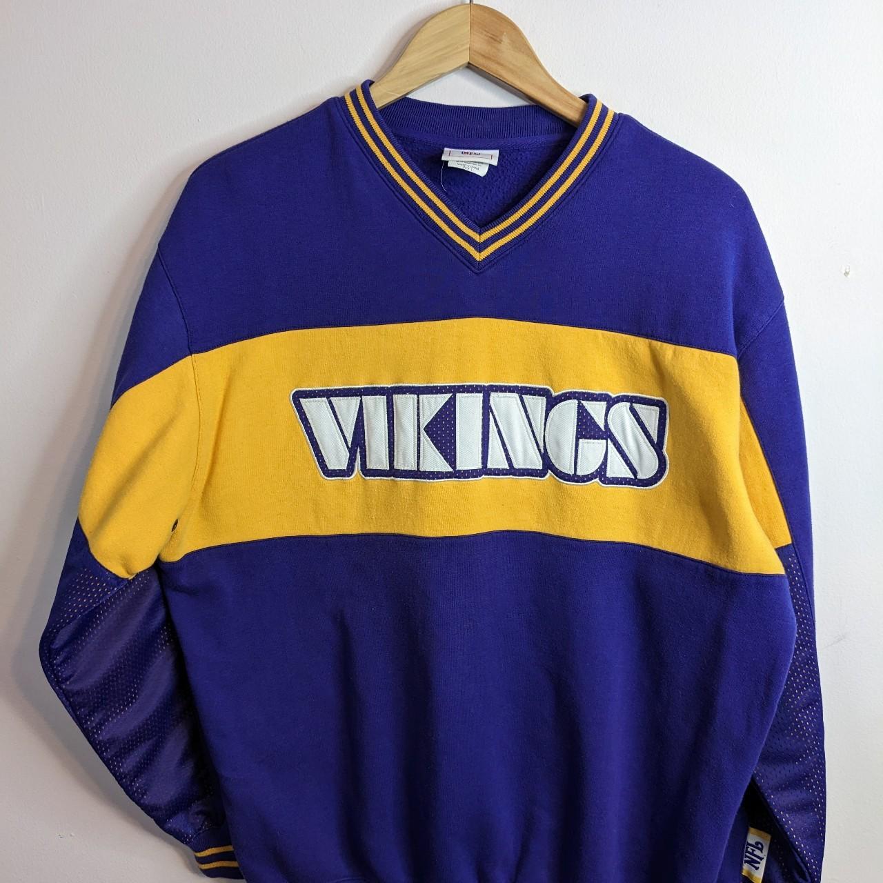 Vintage Minnesota Vikings sweatshirt in yellow. From - Depop