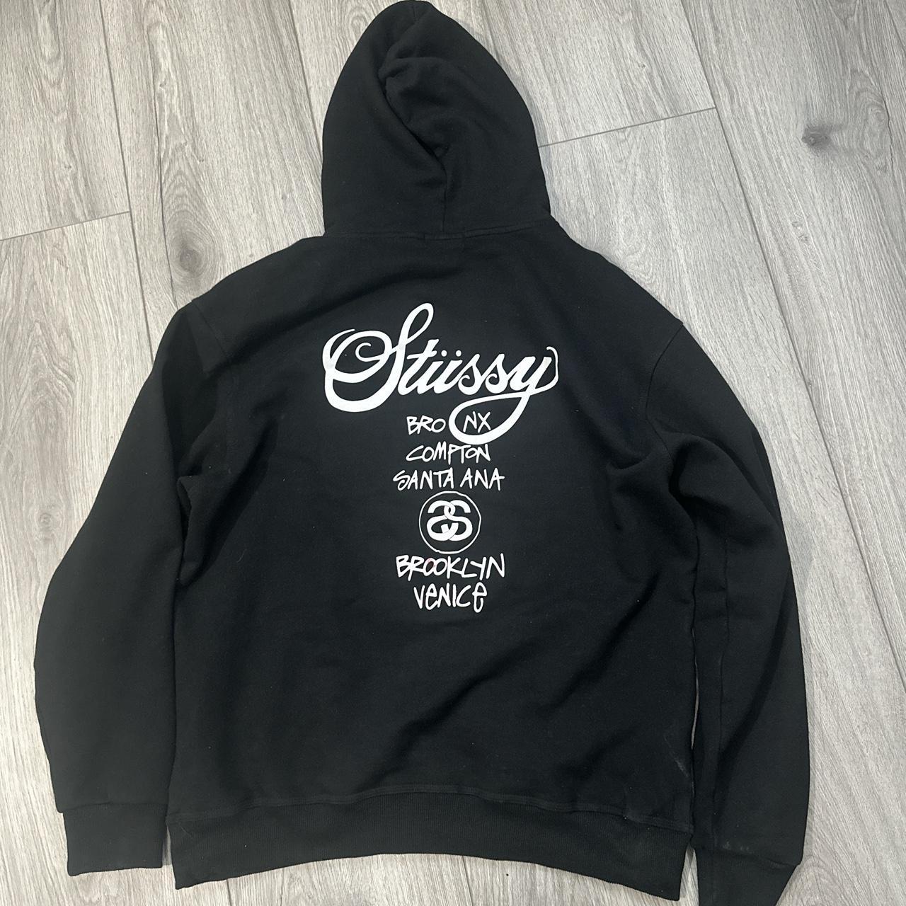 Black stussy hoodie - Depop