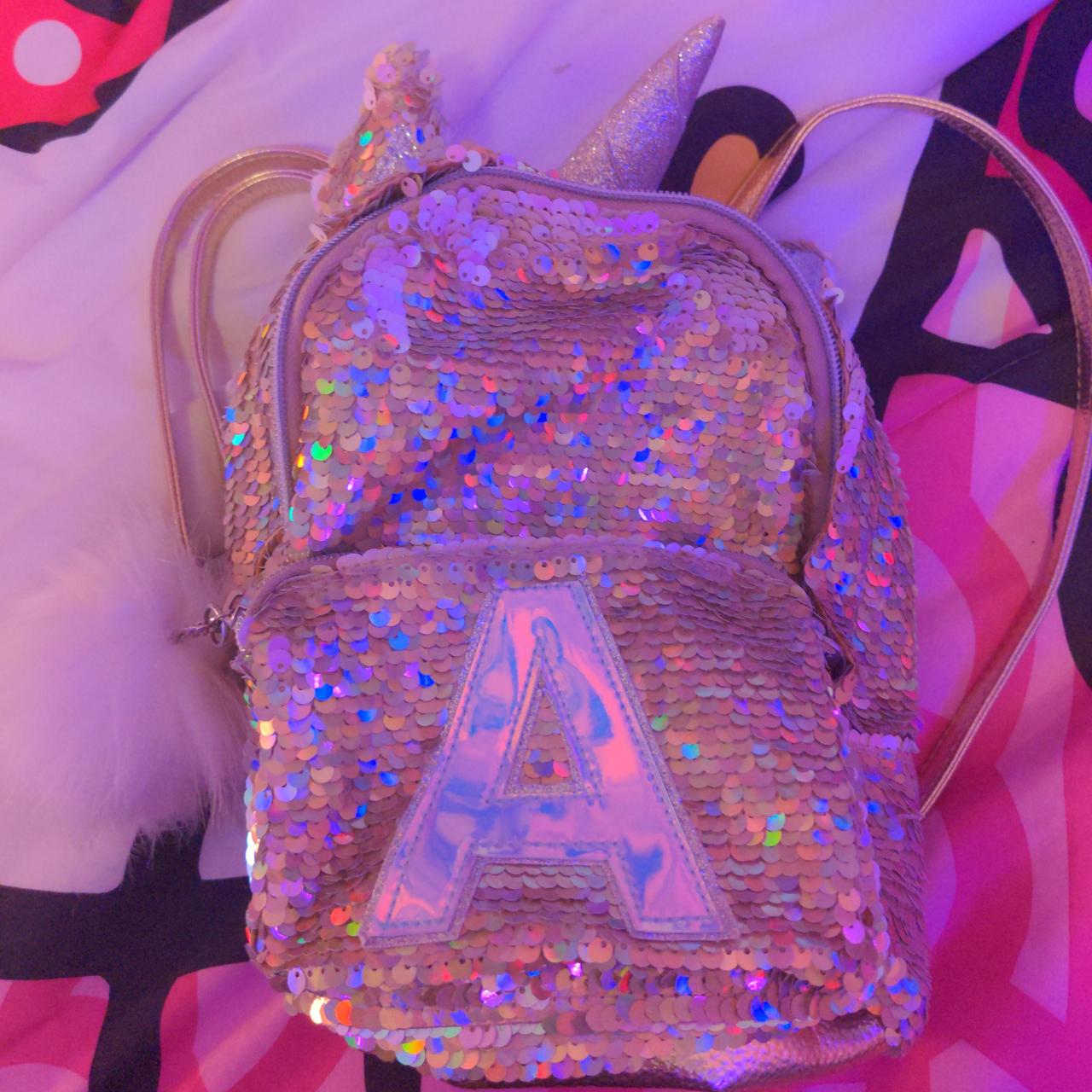 Justice sequin cheap unicorn backpack