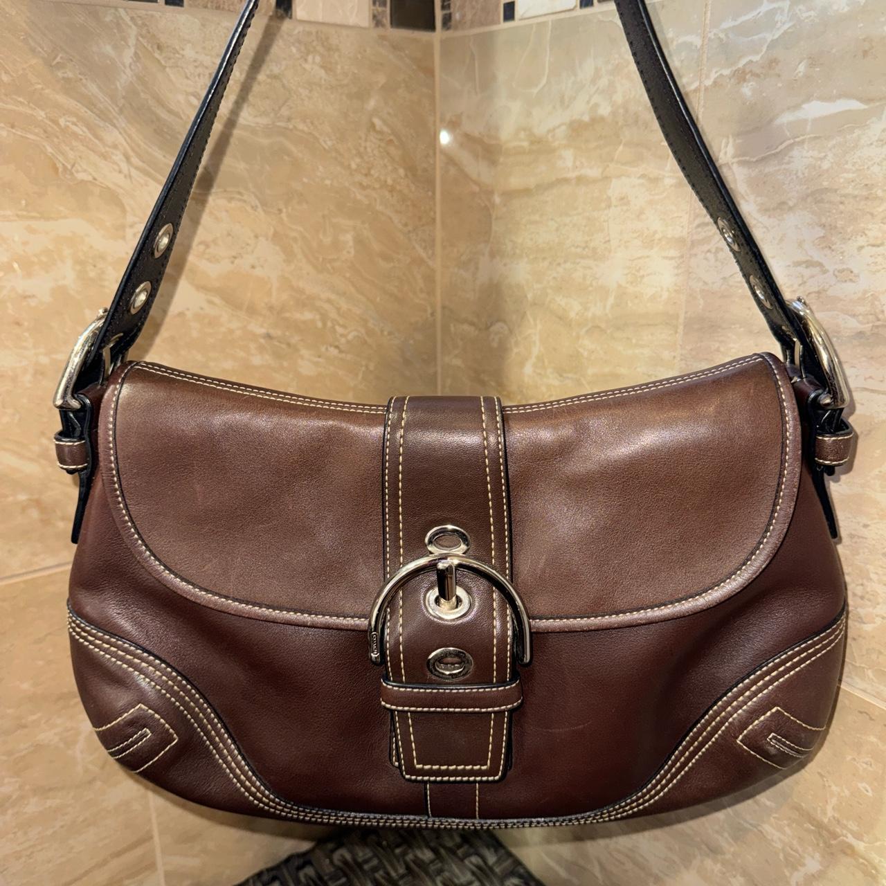 Vintage coach brown outlet leather shoulder bag