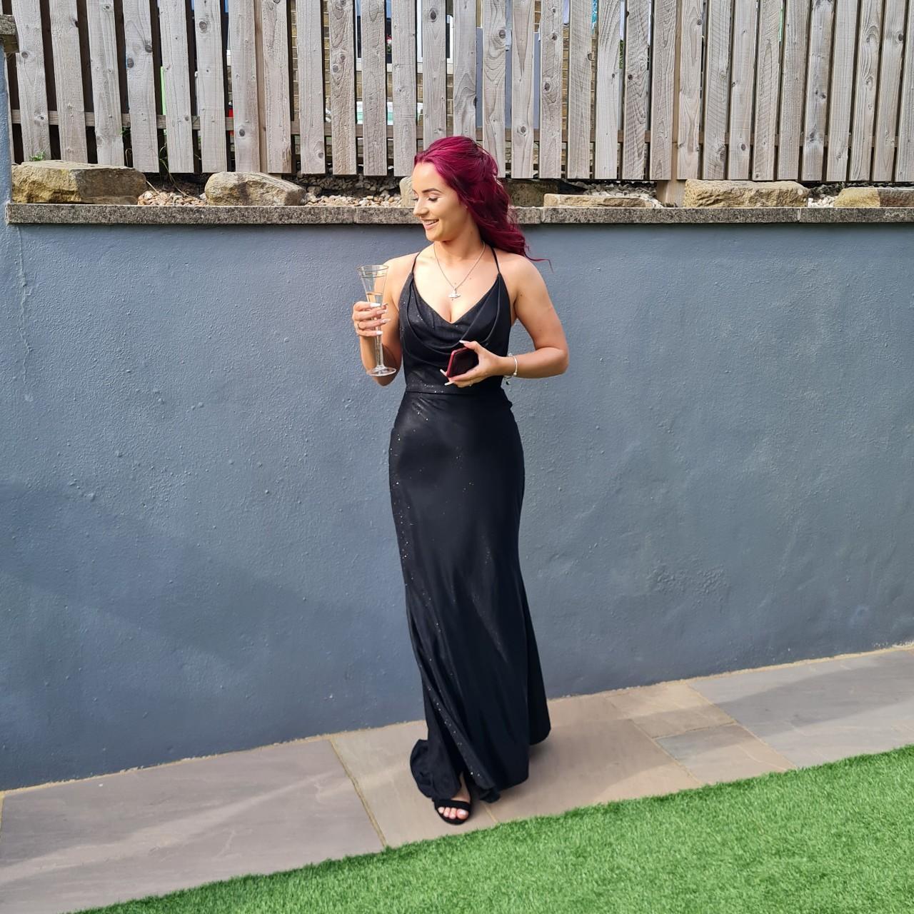 Black Lipsy prom dress Black glitter Tie lace up... - Depop