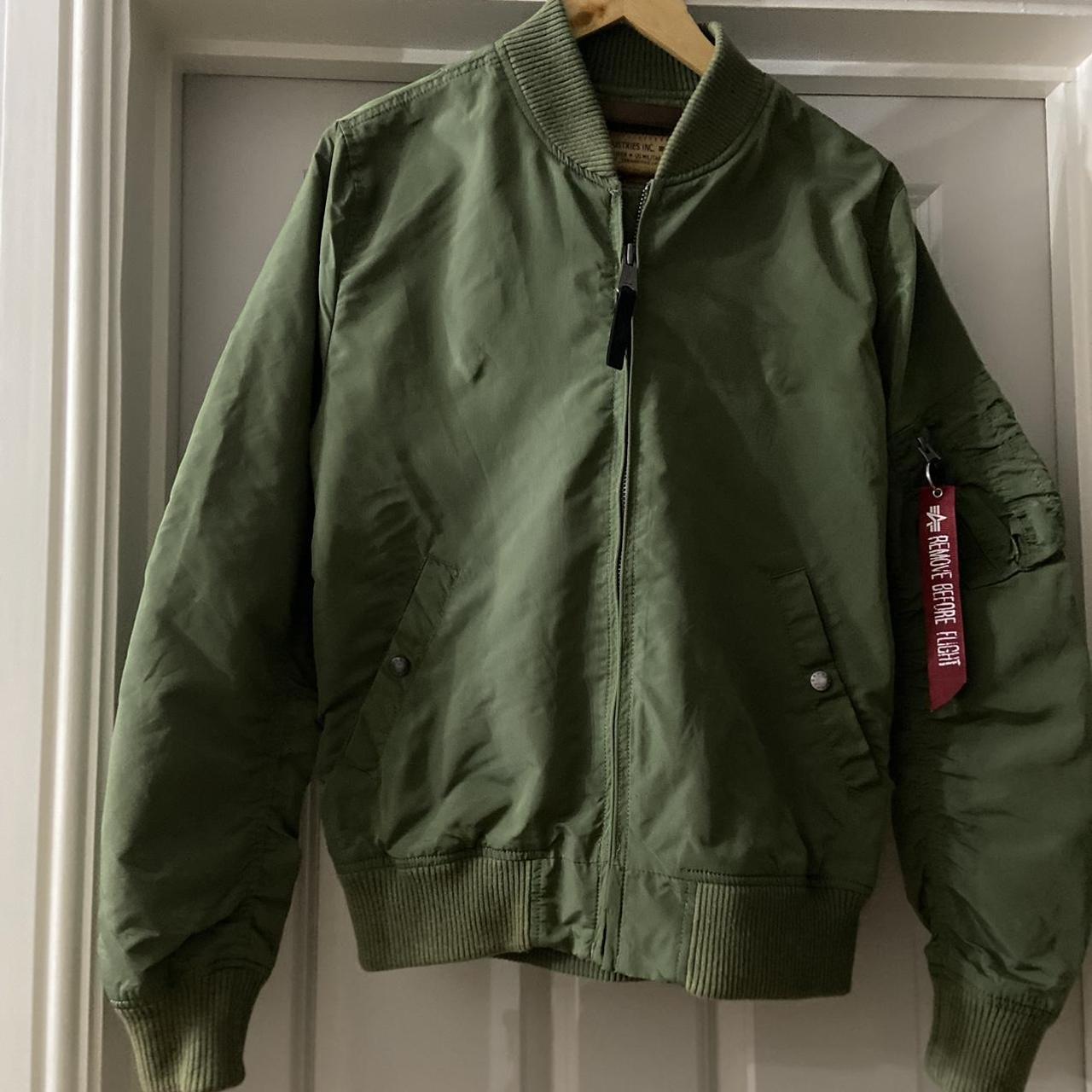 Alpha Industries Authentic Green Flight Jacket... - Depop