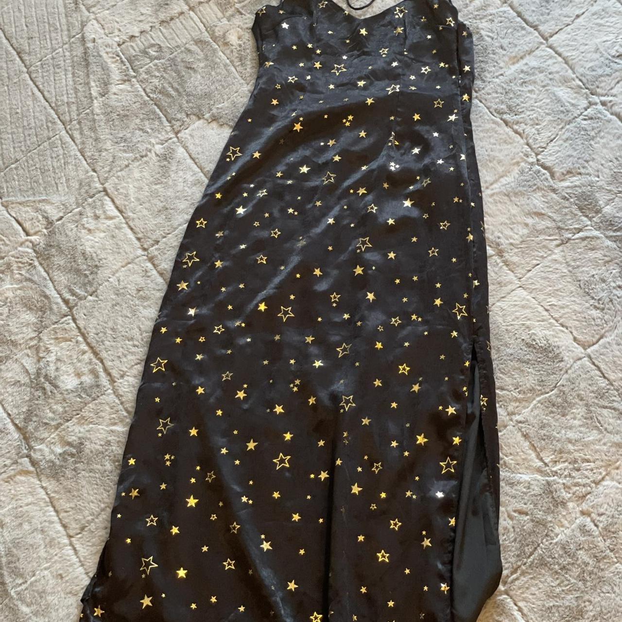 Nasty Gal Women's Black and Gold Dress Depop