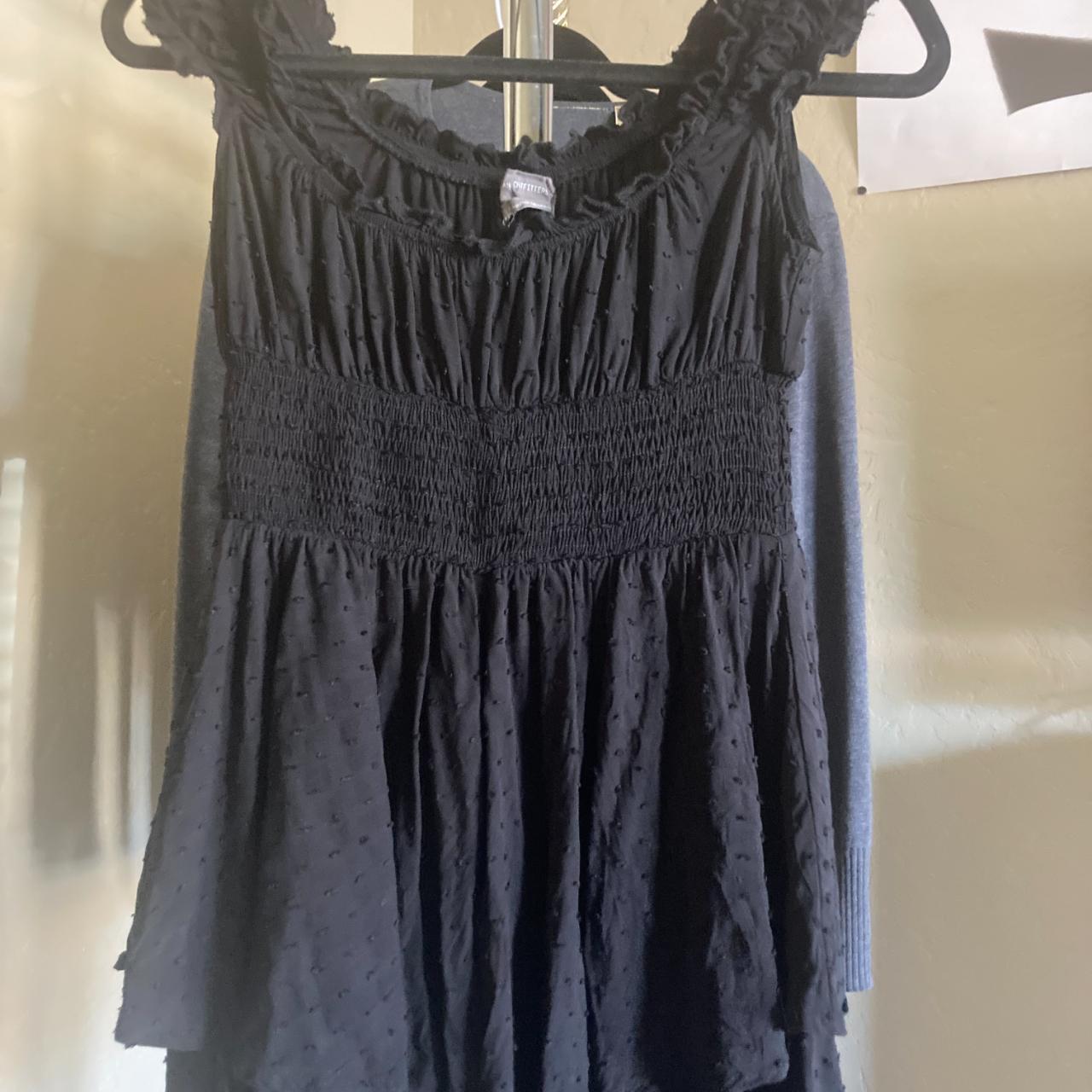 Urban Outfitters Black Smock Tiered Romper. Size... - Depop