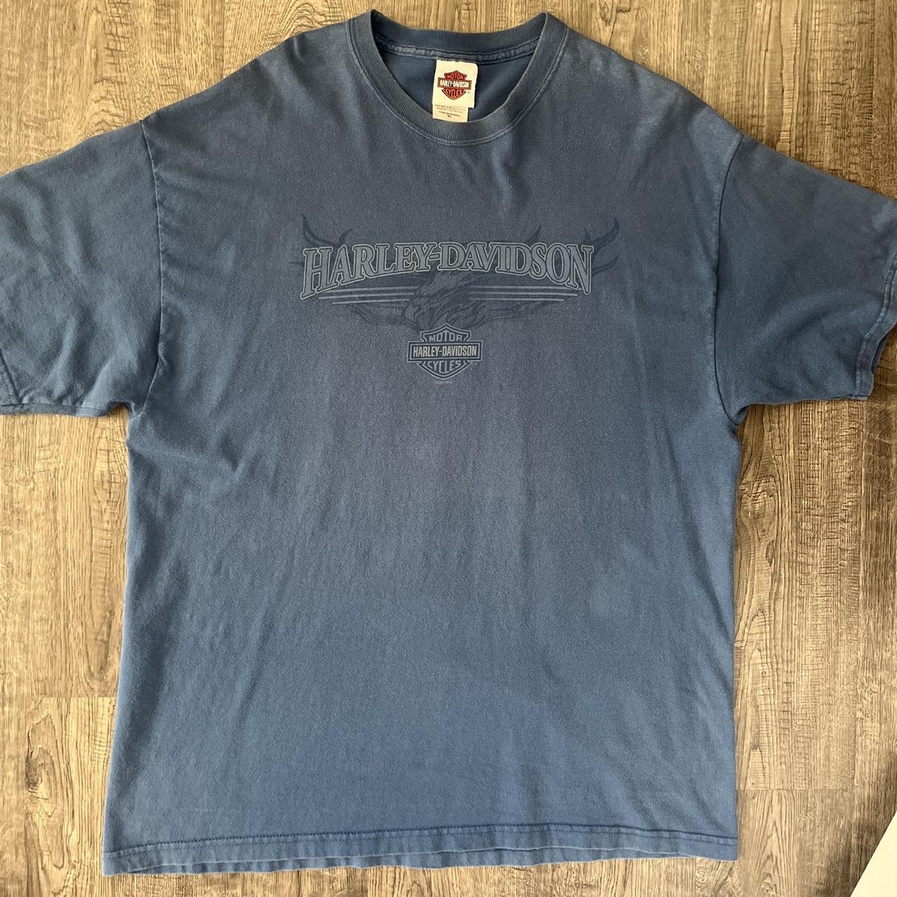 Harley Davidson Men's Blue T-shirt | Depop