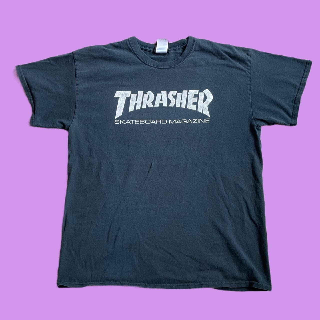 White and purple thrasher shirt sale