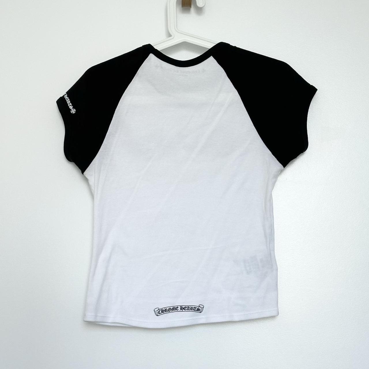 Chrome Hearts Black and White Baseball Tee Size L | Depop