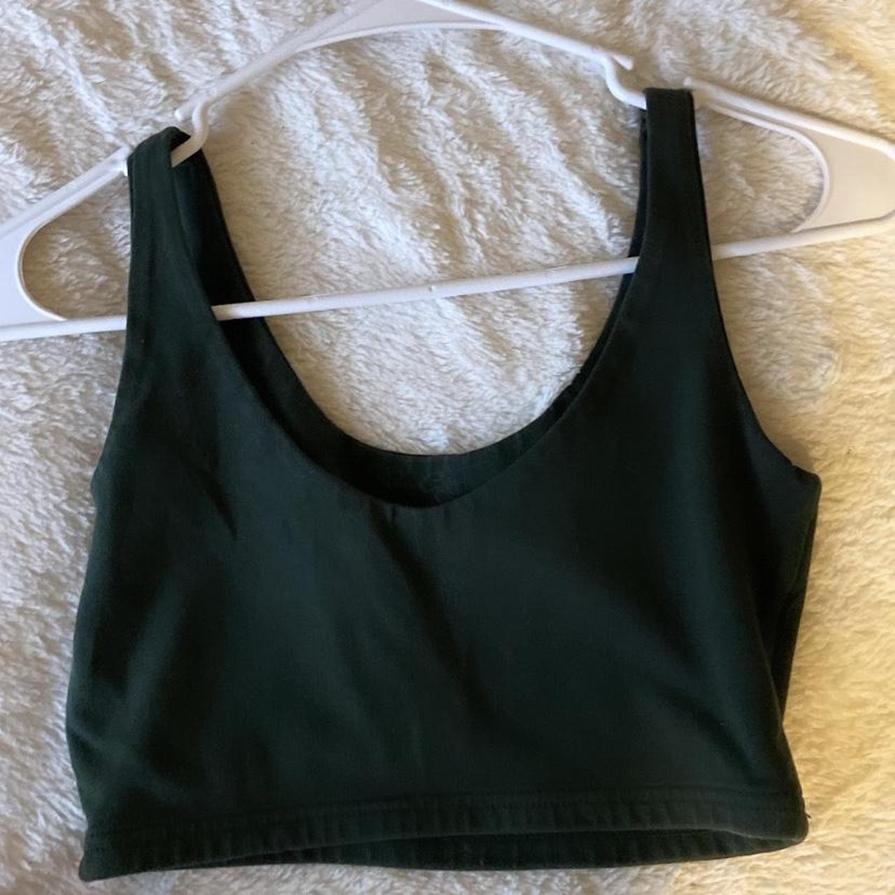 Brandy Melville Women's Green Crop-top | Depop