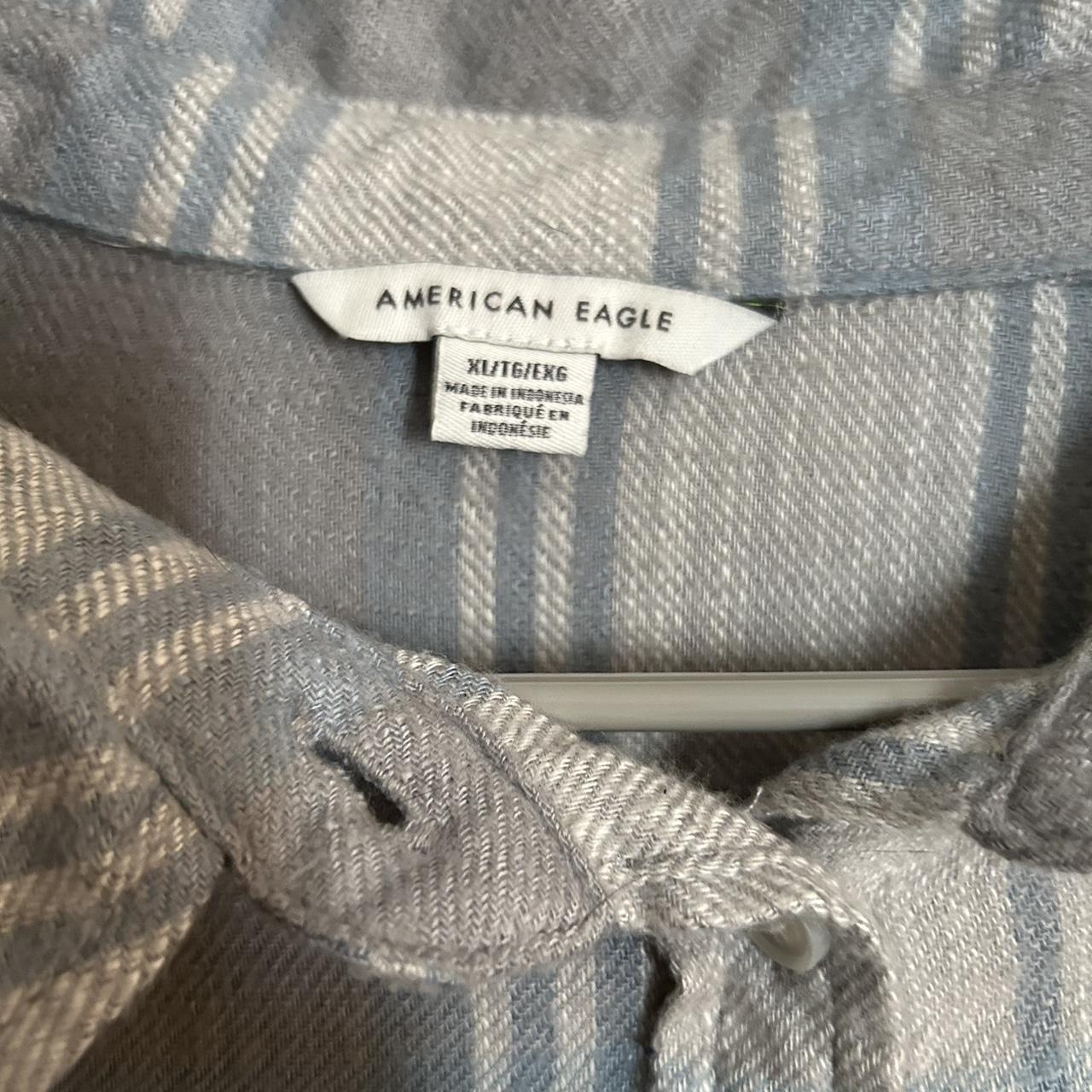 American Eagle Outfitters Women's White and Blue Shirt (3)
