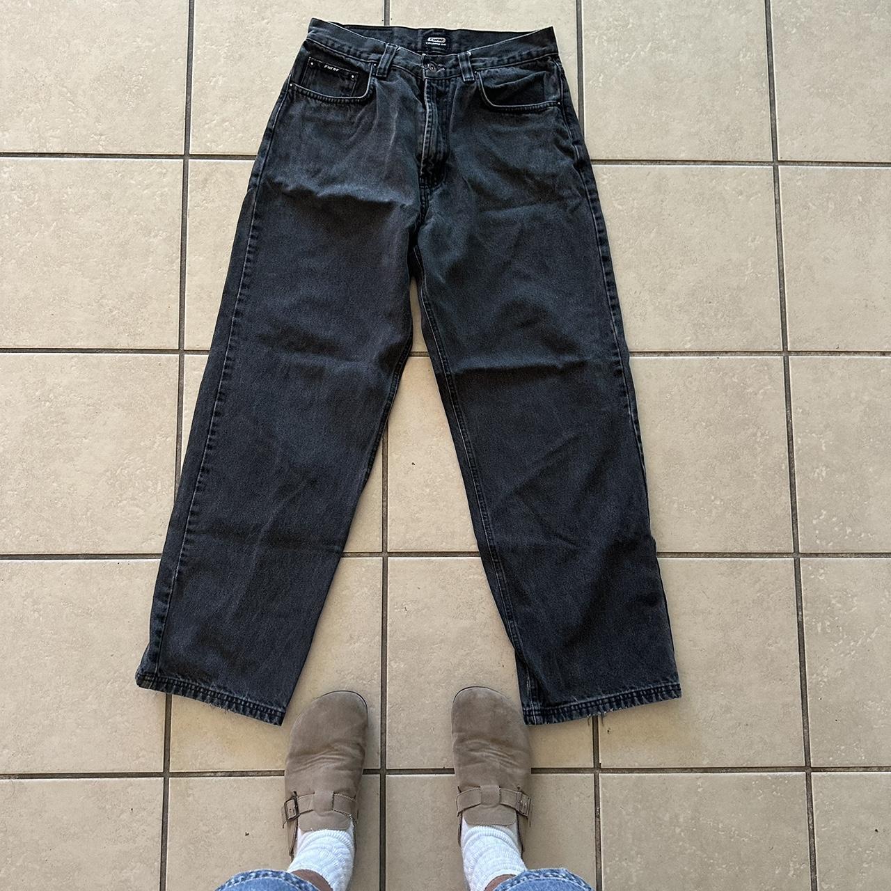 Black faded baggy jeans ( distressed on the back... - Depop