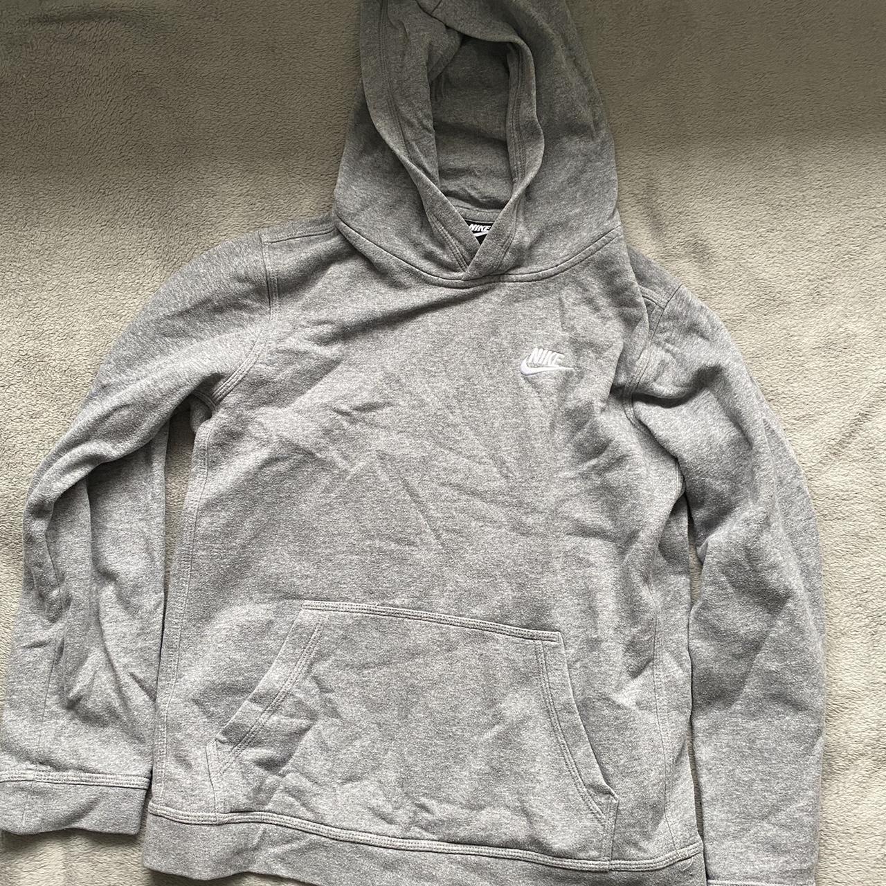 grey nike swoosh hoodie perfect condition size XL... - Depop