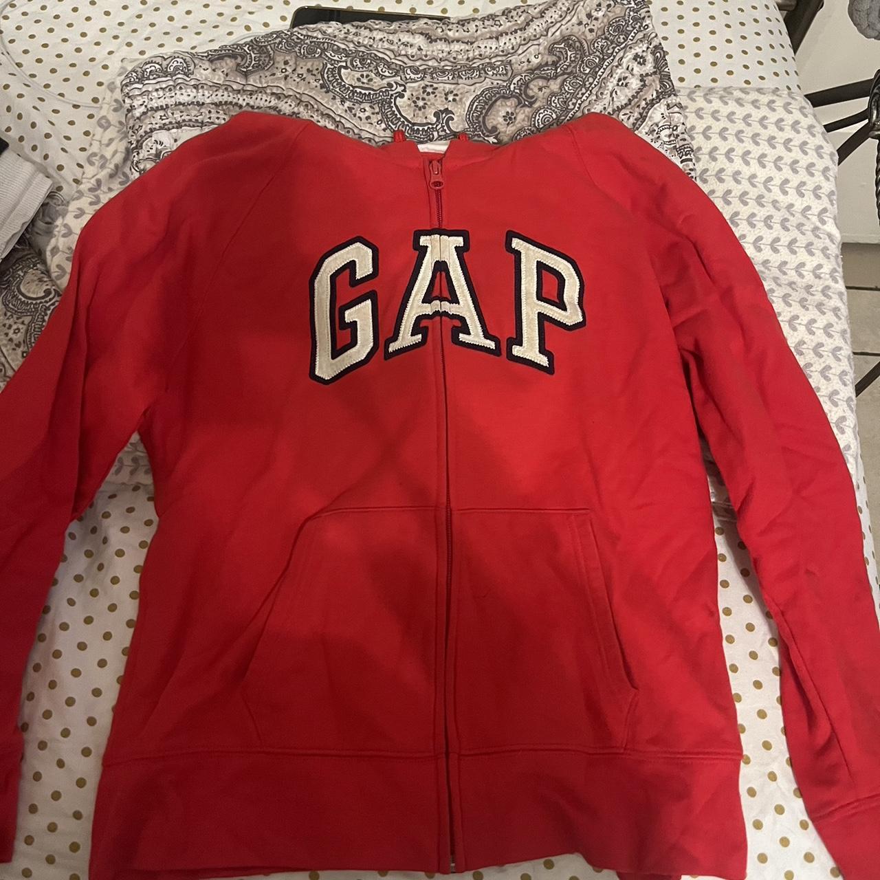 Medium red Gap zip up hoodie - Depop