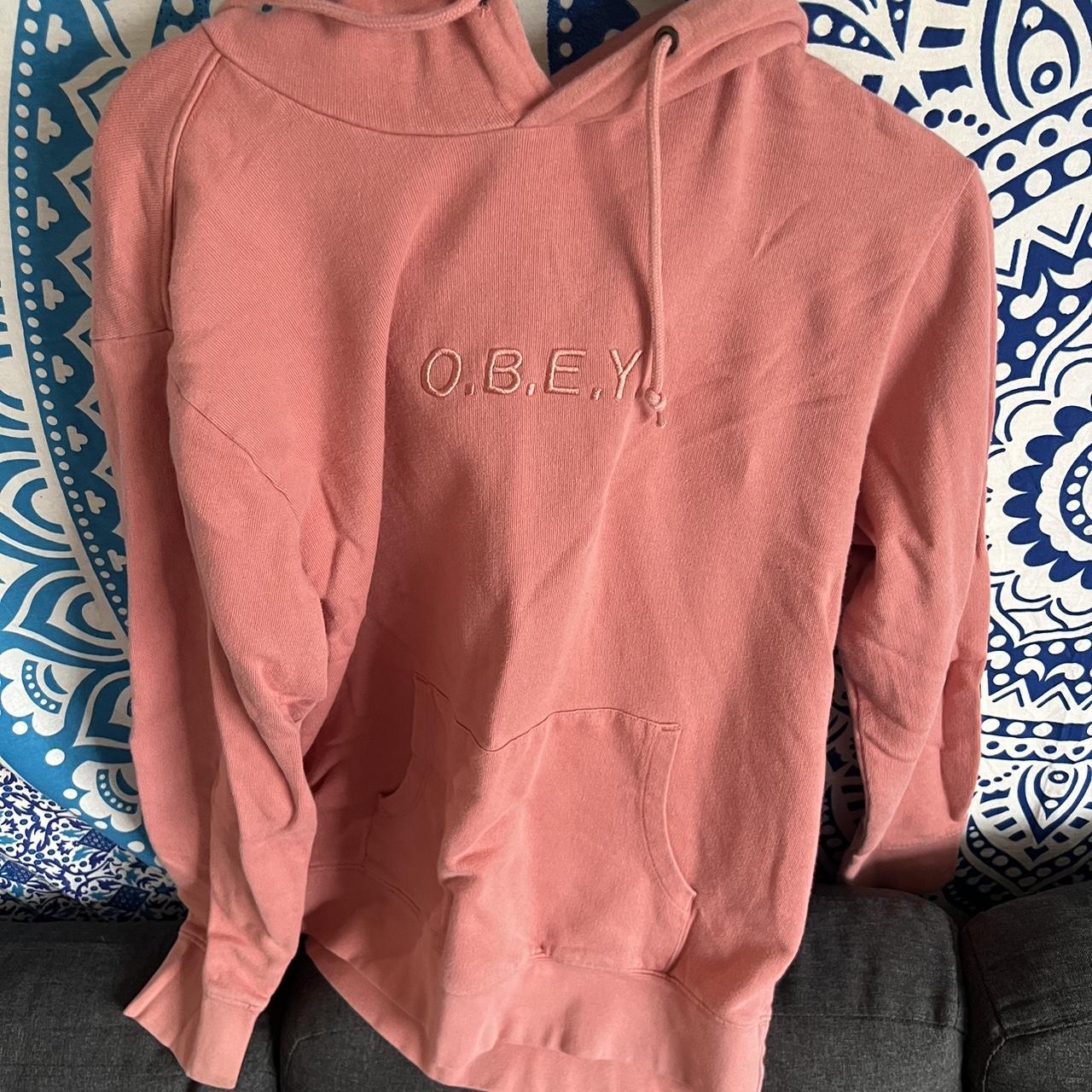 OBEY PINK HOODIE pacsun hoodie obey grunge pink Depop