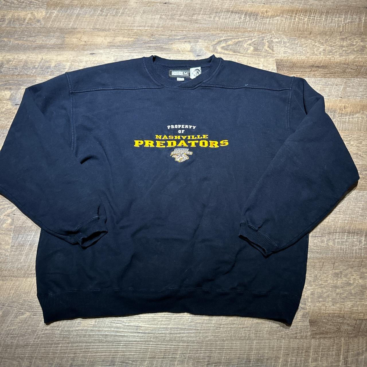 Vintage Hockey Nashville Predators crewneck in... - Depop