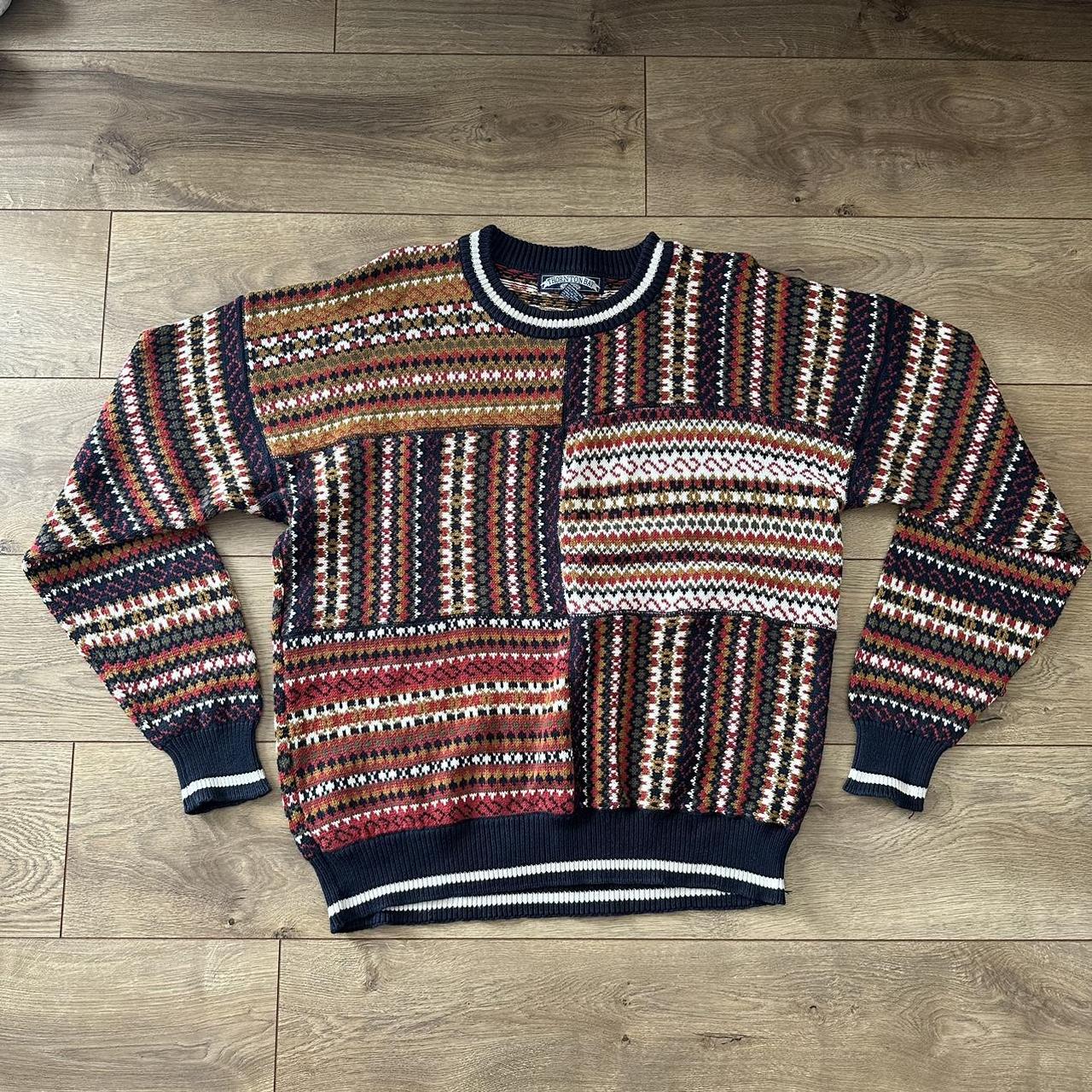 Vintage multicolor heavyweight sweater Size:... - Depop
