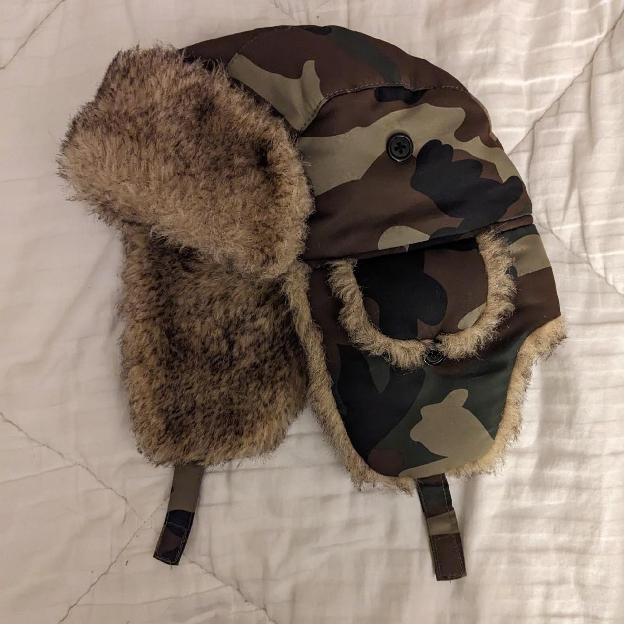 Camouflage Fur Trapper/Ushanka Hat All side flaps... - Depop