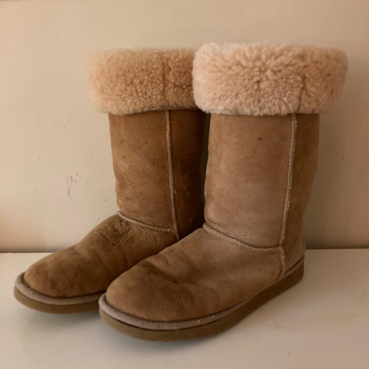 UGG 12 inch boots in original camel color with fur... - Depop