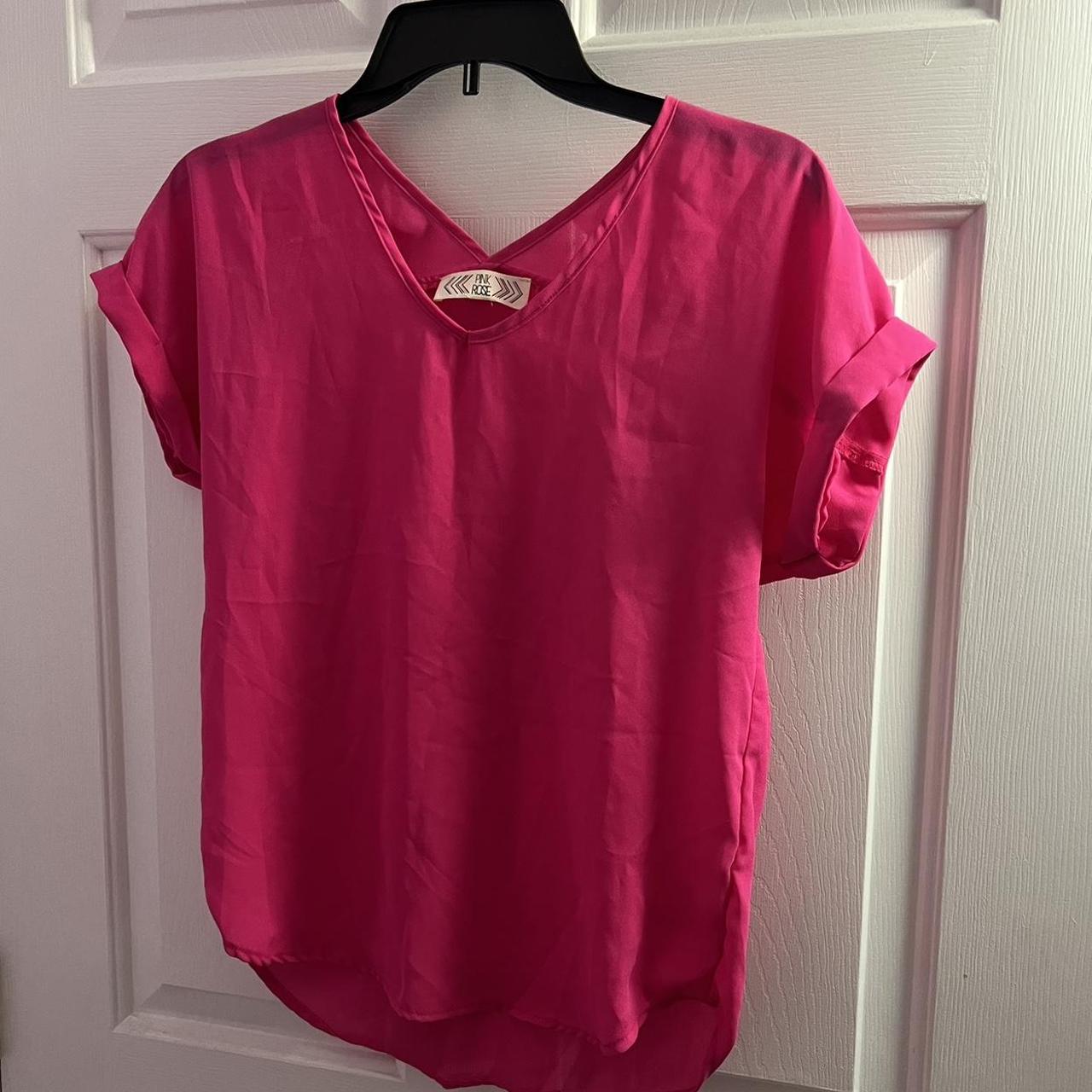 Pink Rose V cut blouse in hot pink💋 XS in women’s... - Depop