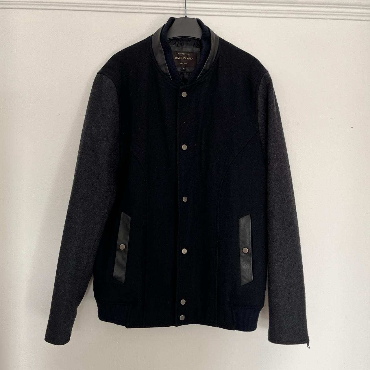 River Island Men's Black and Grey Jacket Depop