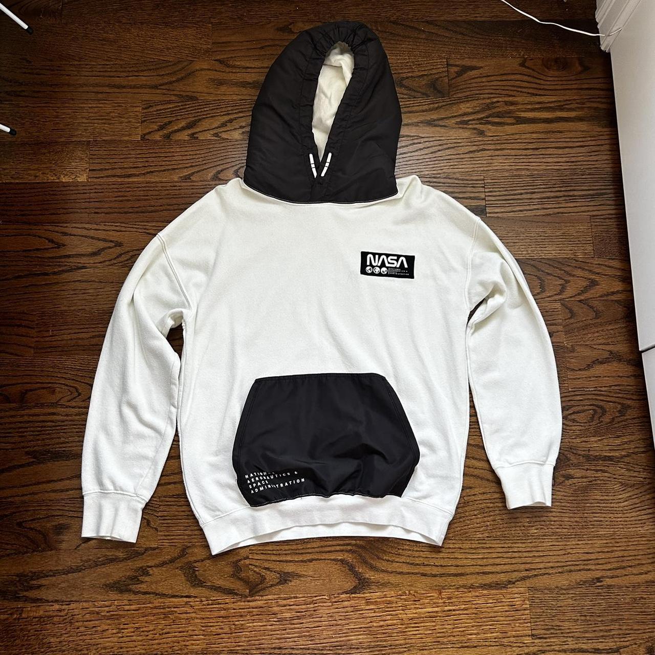 NASA white and black hoodie from H M Worn a couple. Depop