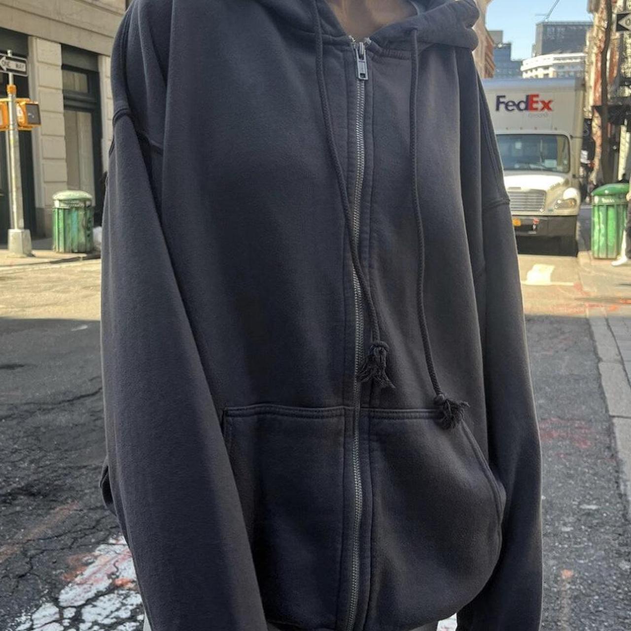 brandy melville black christy hoodie (oversized... Depop