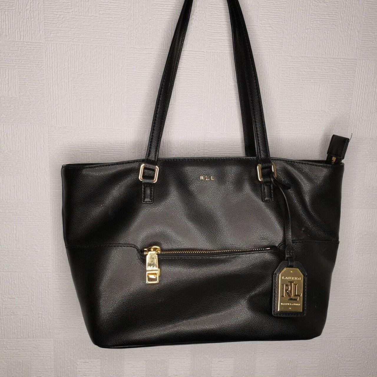 Official Ralph Lauren Black Leather Shoulder Bag... - Depop
