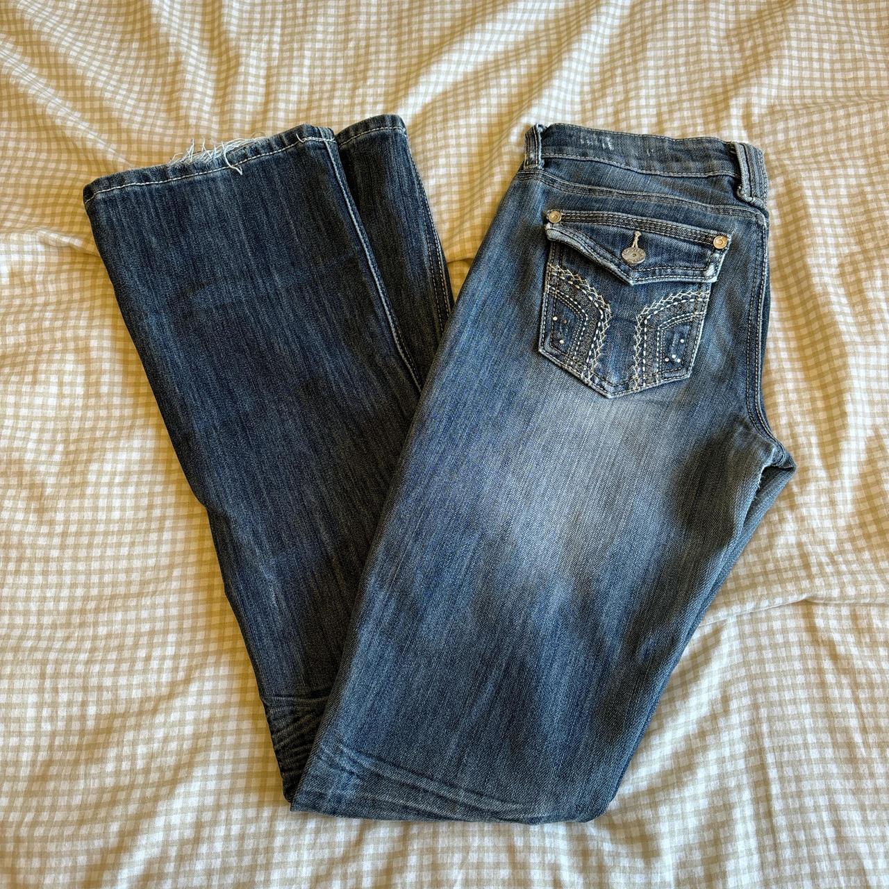 y2k almost famous low rise bootcut jeans in great... - Depop