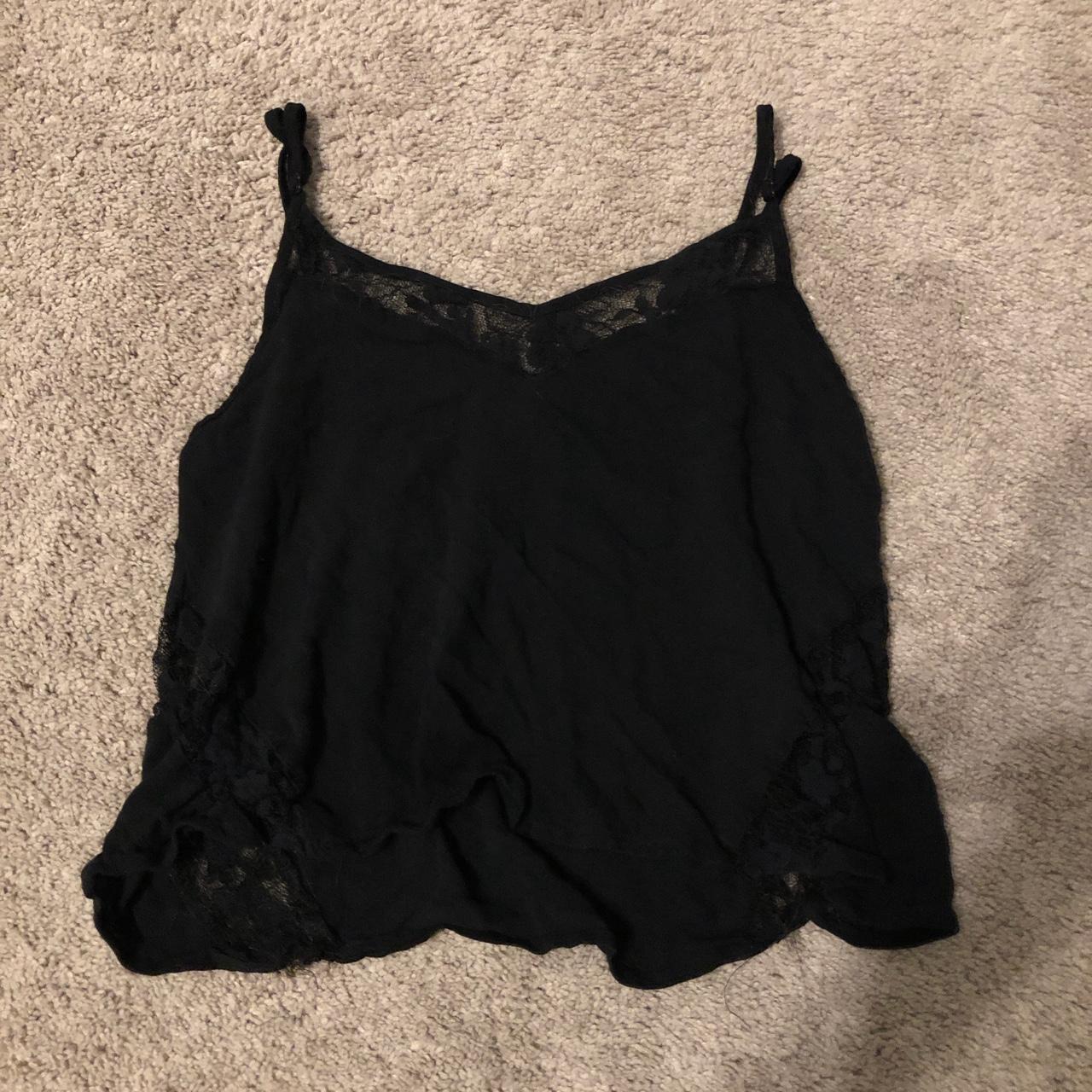 lace detailed black cami top so cute and dainty size... - Depop