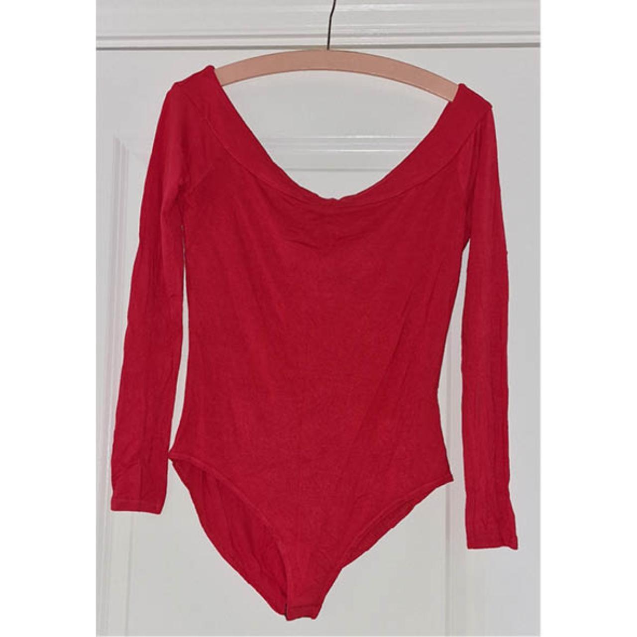 Boohoo Red Bodysuit with Swooping Neck Size 10 From... - Depop