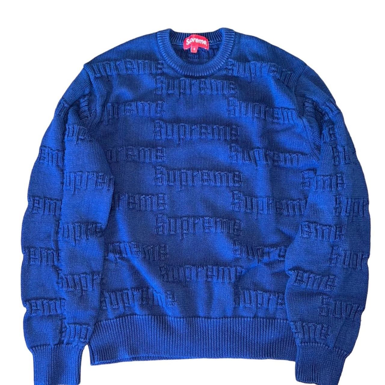 Supreme Raised Logo Navy Sweater Size M