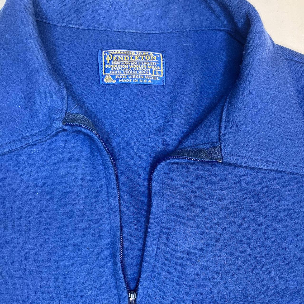 Vintage pendleton wool shirt Pullover 1/4 Zip Blue Long Sleeve Pointed Collar on sale L