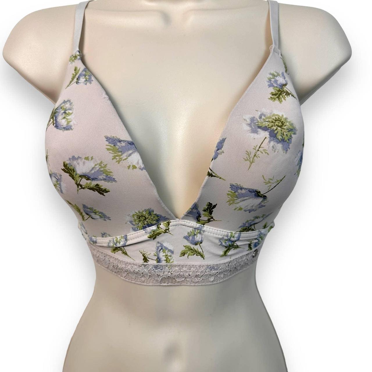 LUCKY Brand Bralette Beige with Blue Floral Woman - Depop