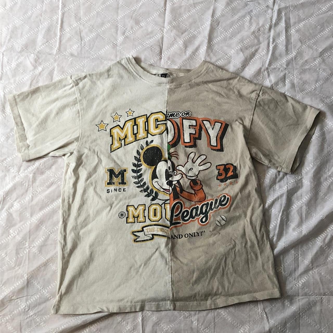 Mickey and Goofy Disney shirt two tone split, paint - Depop