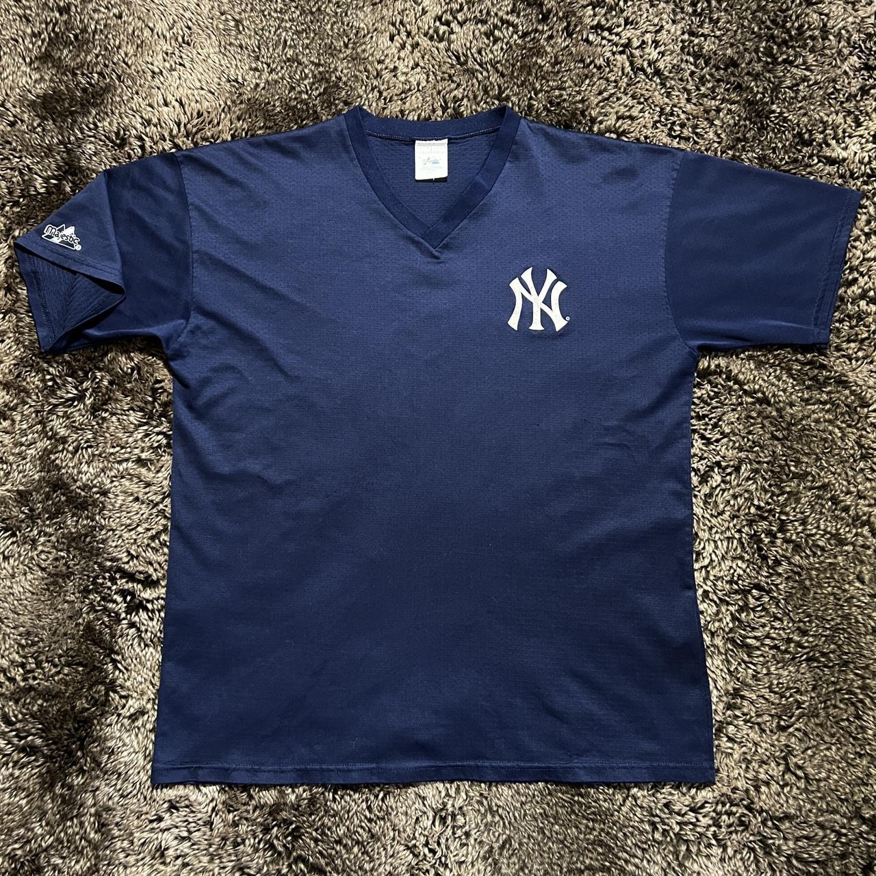 Vintage Majestic New York Yankees Henley Tee Cool - Depop