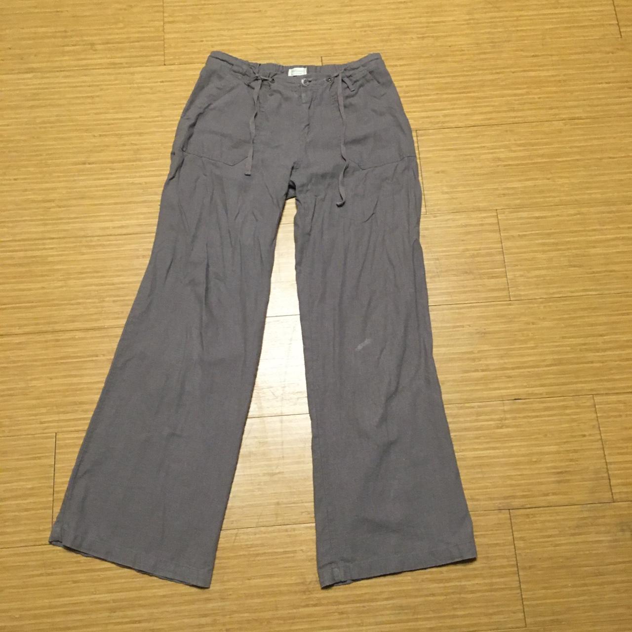 gray linen wide leg high waisted pants Stretchy and... - Depop