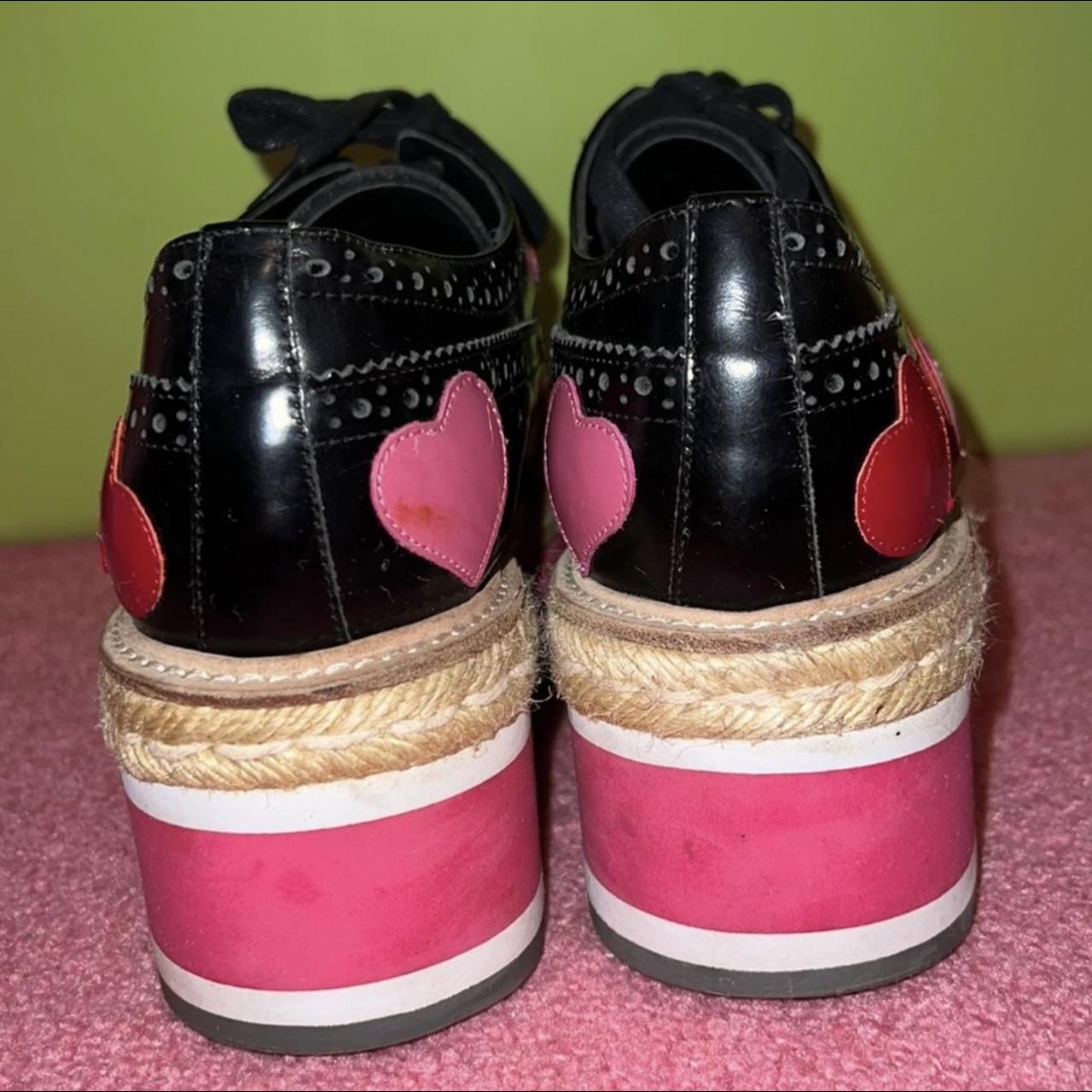 Prada black pink and red heart Oxford platform. Depop